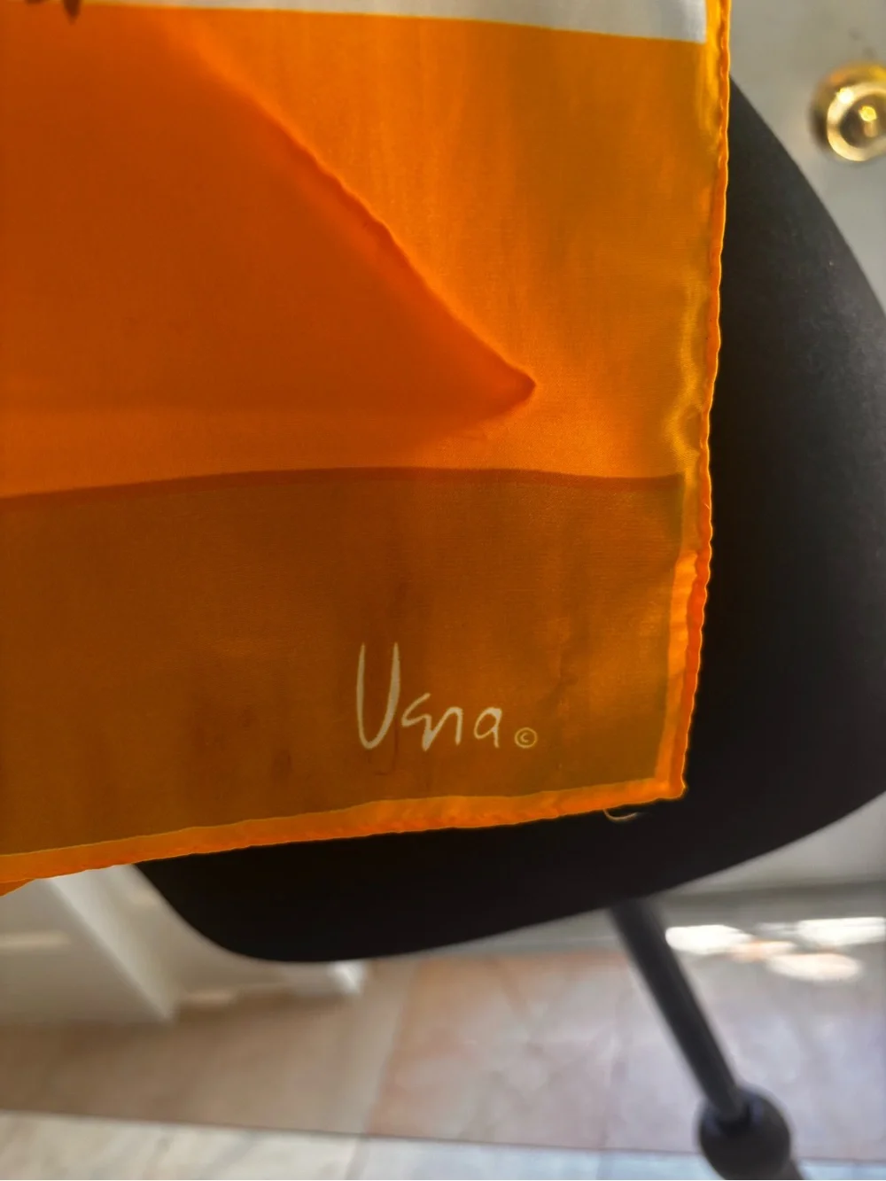 Vera vintage Floral Silk Scarf in White Yellow and Orange
